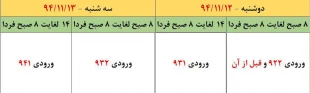 اعلام زمان بندی انتخاب واحد