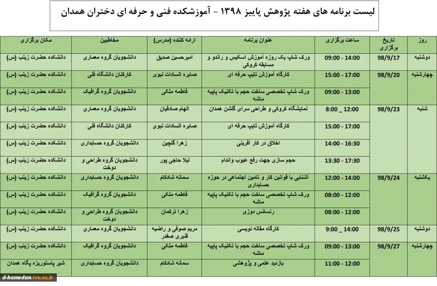 برنامه های هفته ی پژوهش 2