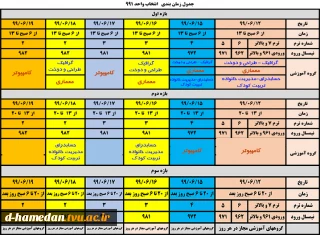 زمانبندی انتخاب واحد نیمسال 991