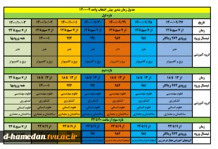 جدول زمانبندی پیش انتخاب واحد 2