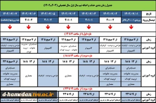 جدول زمانبندی حذف و اضافه 021